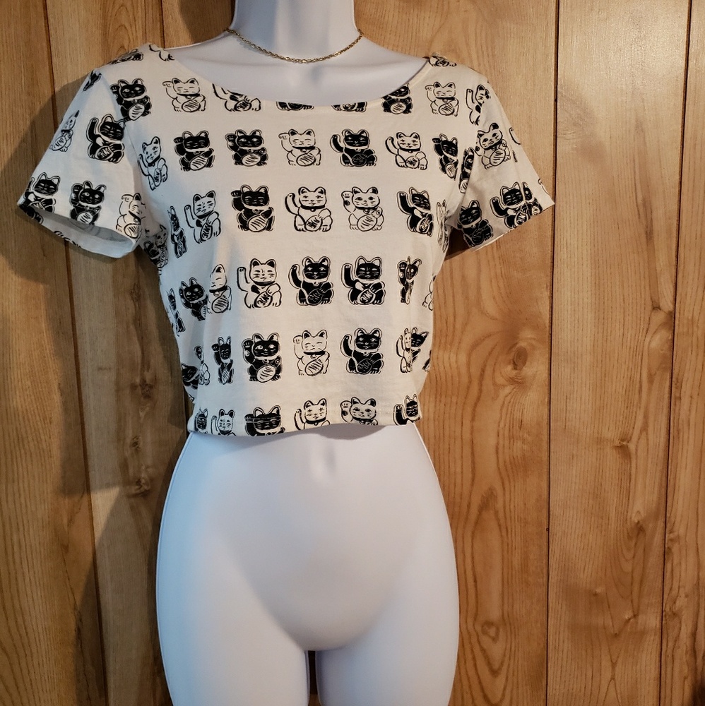 Divided by H&M Cat Crop Tshirt